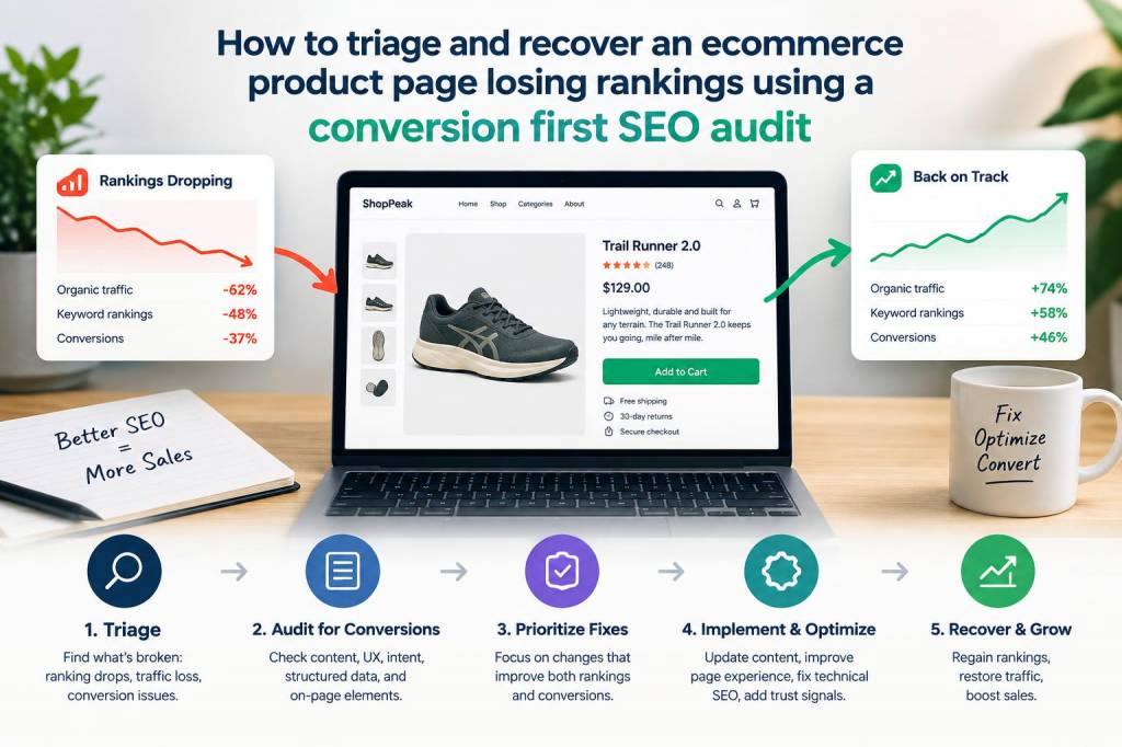 How to triage and recover an ecommerce product page losing rankings using a conversion-first SEO audit